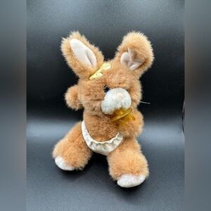 Russ Buckie Vintage Rabbit Plush Stuffed Baby Bunny W/ Pacifier No Hang Tag 7”